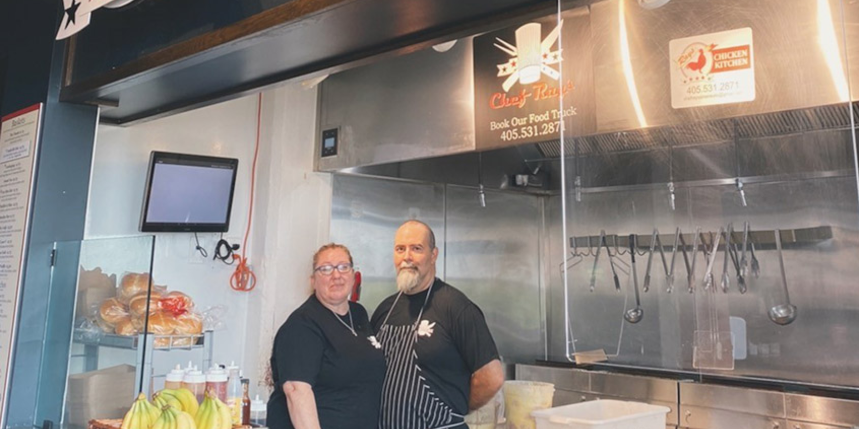 Chef Raymond Wilson and his wife in their kitchen