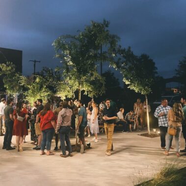 People hanging out on Parlor patio