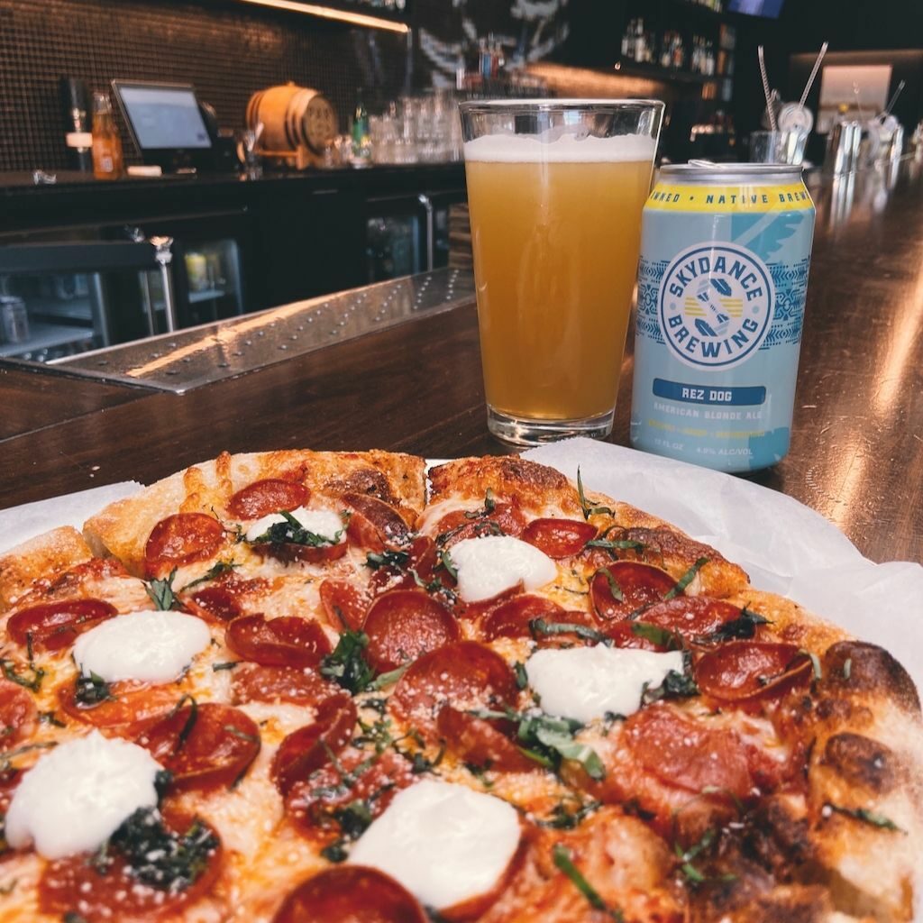 Pizza and glass of beer